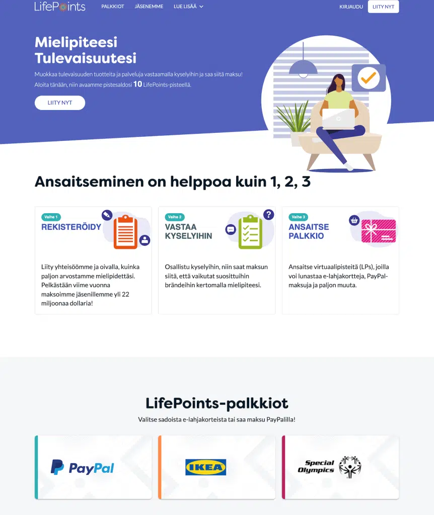 Lifepoints kyselyn etusivu Suomi